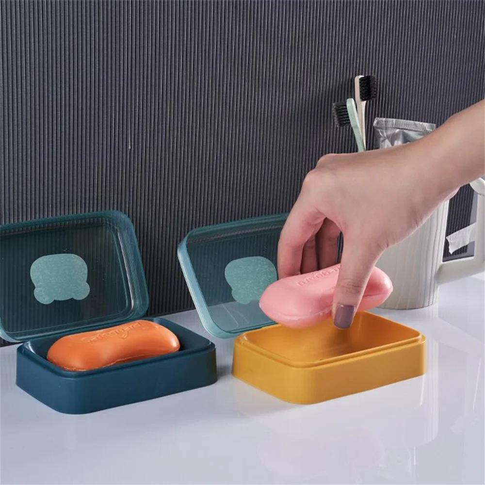 Portable Soap Dish with Lid - Plastic Travel Soap Holder, Keeps Soap Dry for Bathroom Home Outdoor