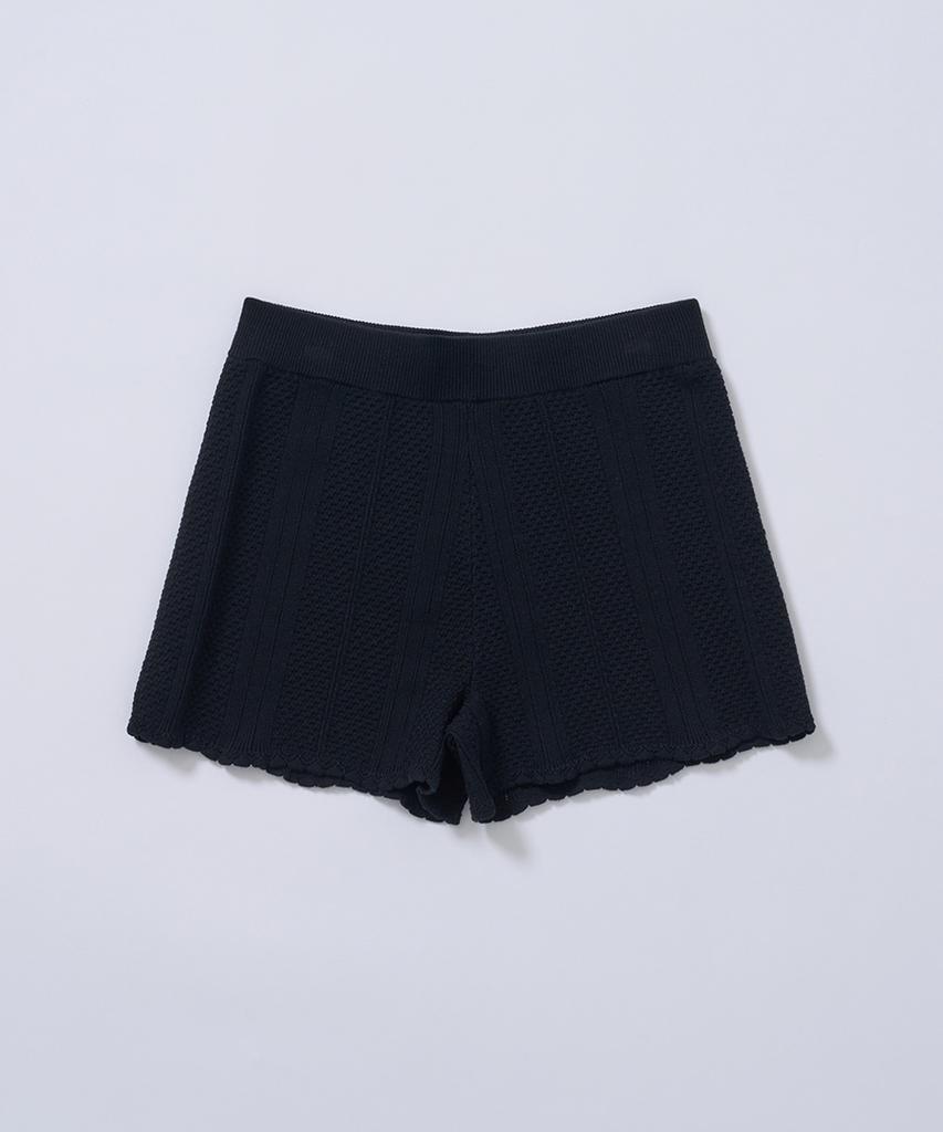 Jolliangbol Pointelle Wrapped Knit Shorts (Black)
