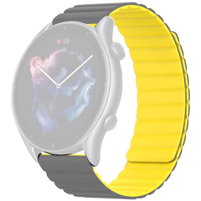 

For Huami Amazfit GTS 4/3/2/1/mini Magnetic Watch Band Universal 22mm Silicone Straps Grey Yellow