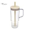 Clear Plastic Water Bottle with Straw And Lid, 40oz Large Capacity Tumbler BPA-free Drinking Cup Handle, Leak Proof Sports for School Travel Reusable