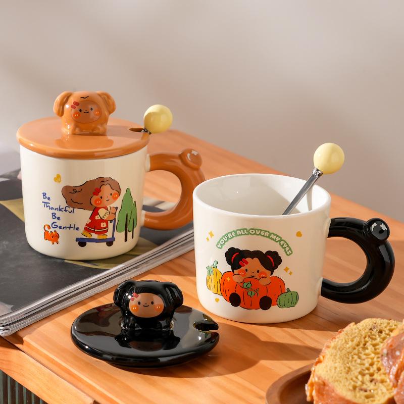 Ceramic Cup Cover with High Value Home Office Couple Water Cup Gift Box Creative Souvenir Gift Mug