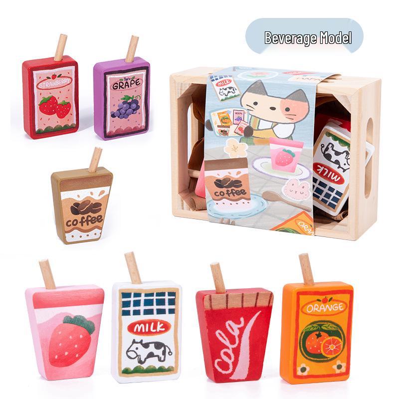 Kids Wooden Supermarket Display & Role-Play Set: Dessert, Fruit & Veggie Cutting Toy