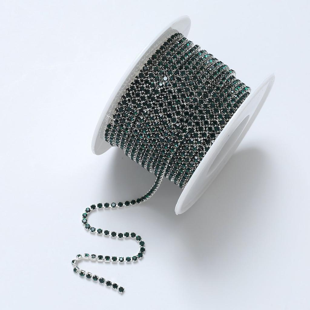 Silver bottom dense claw glass crystal rhinestone claw chain, color inlaid crystal diamond chain DIY mobile phone material sticker diamond accessories
