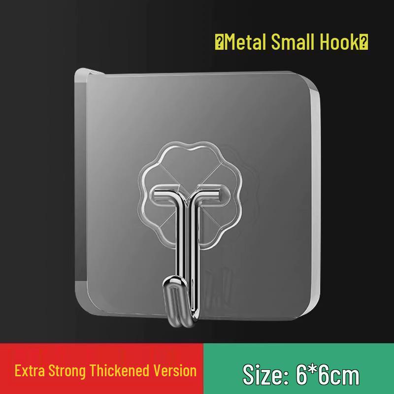 Strong Adhesive Transparent Wall Hook - No-Drill, Load-Bearing, Suction Cup for Kitchen & Household Use