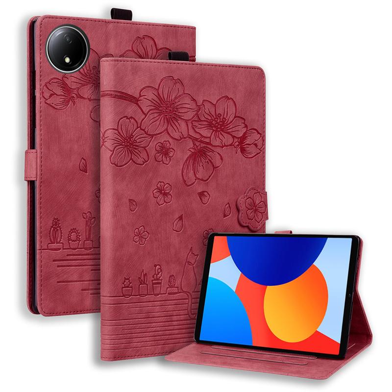 For Xiaomi Redmi Pad SE 4G 8.7 Inch 2024 Case Leather Wallet Cards Stand Tablet Cover for Redmi Pad SE Flowe Cats Back TPU Case
