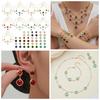 Geometric Glass Stone Earrings & Stainless Steel Bead Necklace Bracelet Set - Multi-color Patchwork Jewelry