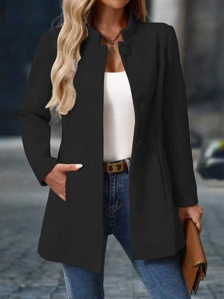 Women's Casual Turtleneck Long Woolen Coat Foreign Trade Autumn and Winter New Coat