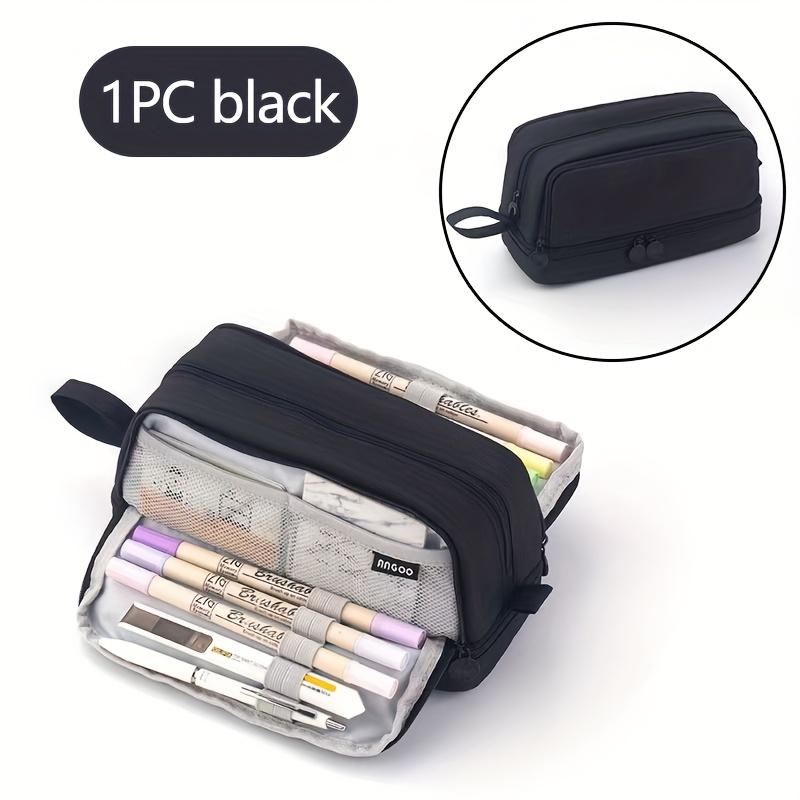 1pc Double-layer Double-open Large-capacity Good Looking Junior High School Multi-functional Pocket Zipper Pen Pocket