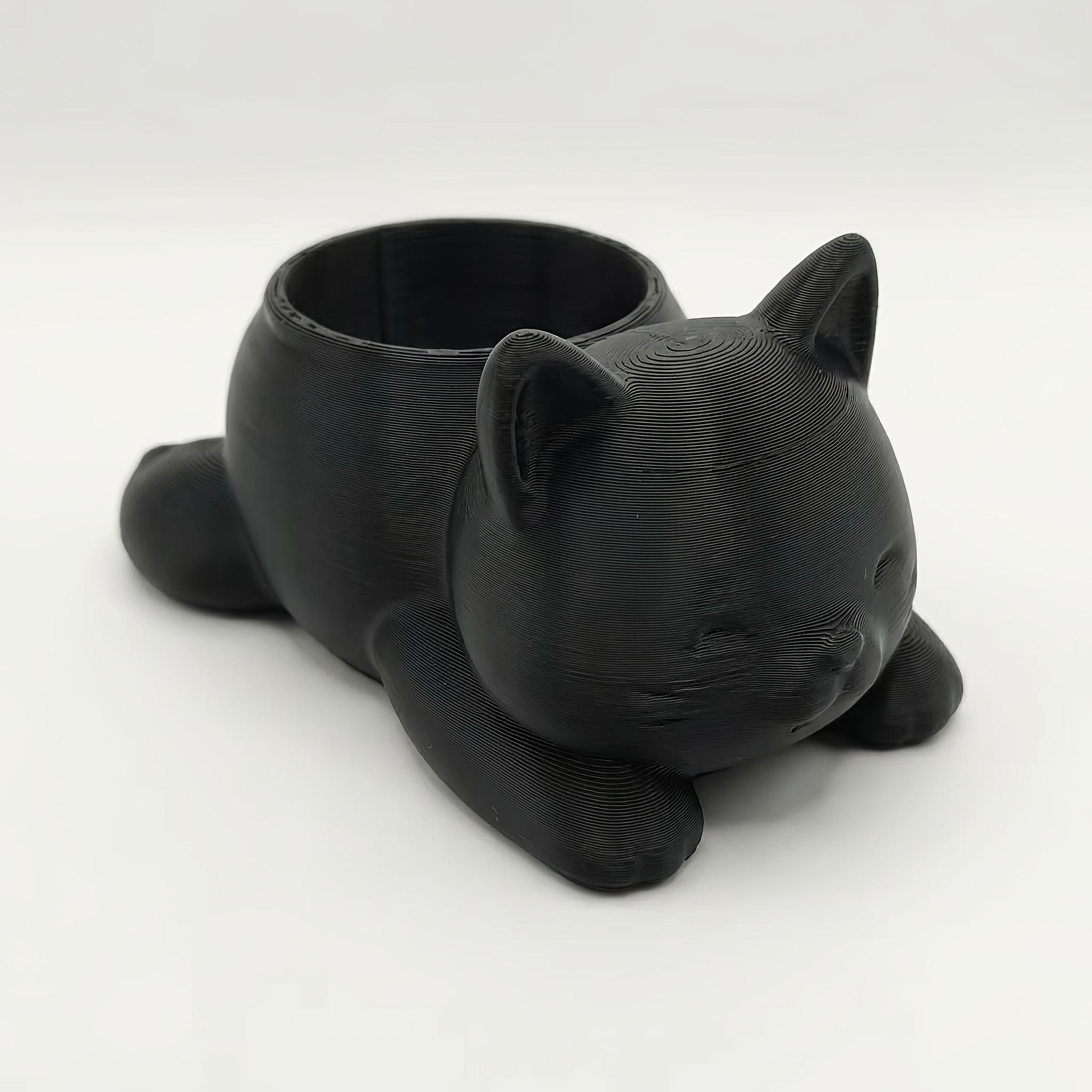 

Cute Cat-Shaped Small Plant Pot, Lightweight Plastic Planter for Cacti & Succulents, Home Decor & Lovely Cat-Themed Gift Choice чорний