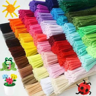 100-1000Pcs Colorful Chenille Stems Pipe Cleaners Kids Educational Toys Handmade Plush Tinsel Twist Sticks For DIY Craft Supplie