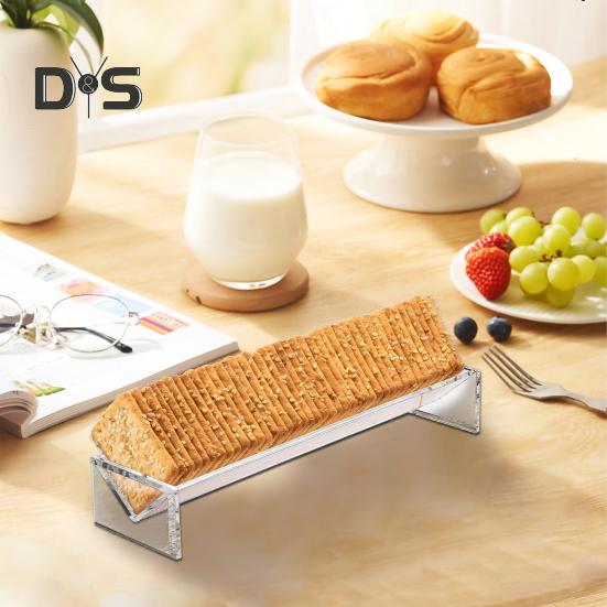 Clear Acrylic Cookie Tray Modern Design BAP-Free Round Rectangular Appetizer Serving Tray for Bread Fruits