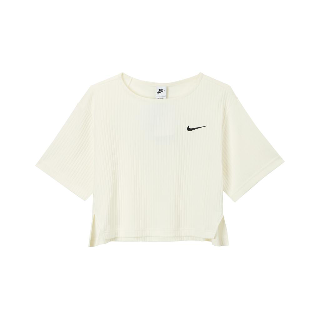 Nike Solid Color Crew Neck Pullover Short Sleeve T-Shirt Women Tops Sail-White DV7871-133