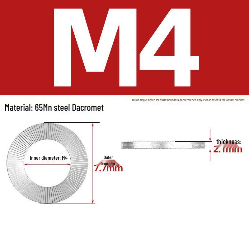 304 Stainless Steel Double Stack Self-Locking Washer with 65Mn Manganese, Anti-Loosening, Double-Sided Tooth Layer