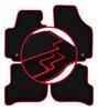 Velours-Fußmatten mit rotem Rand für: Seat Altea Minivan (2004-08.2008)