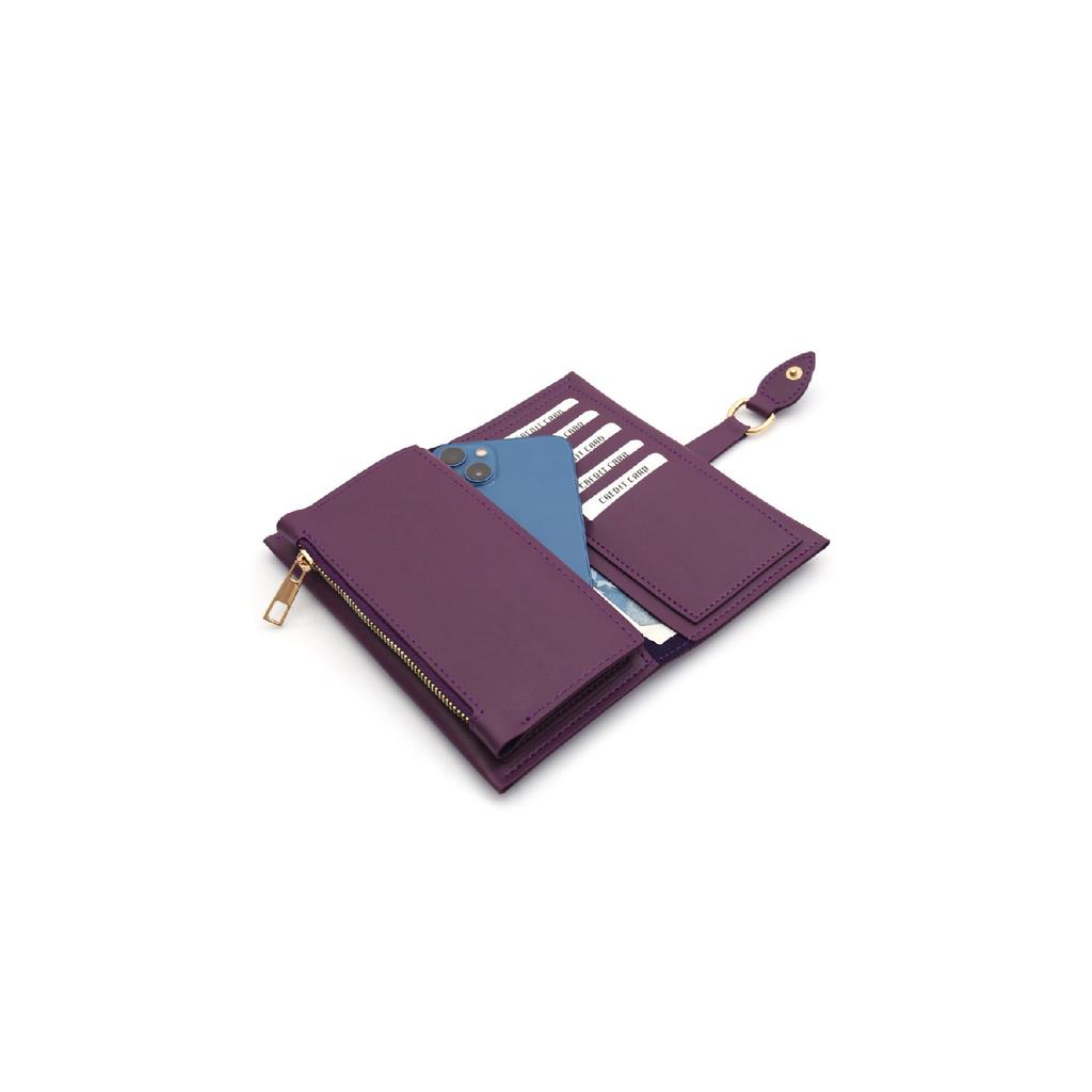 Rote Damenbrieftasche mit weicher Hautschnalle und Zubehör mit mehreren Fächern