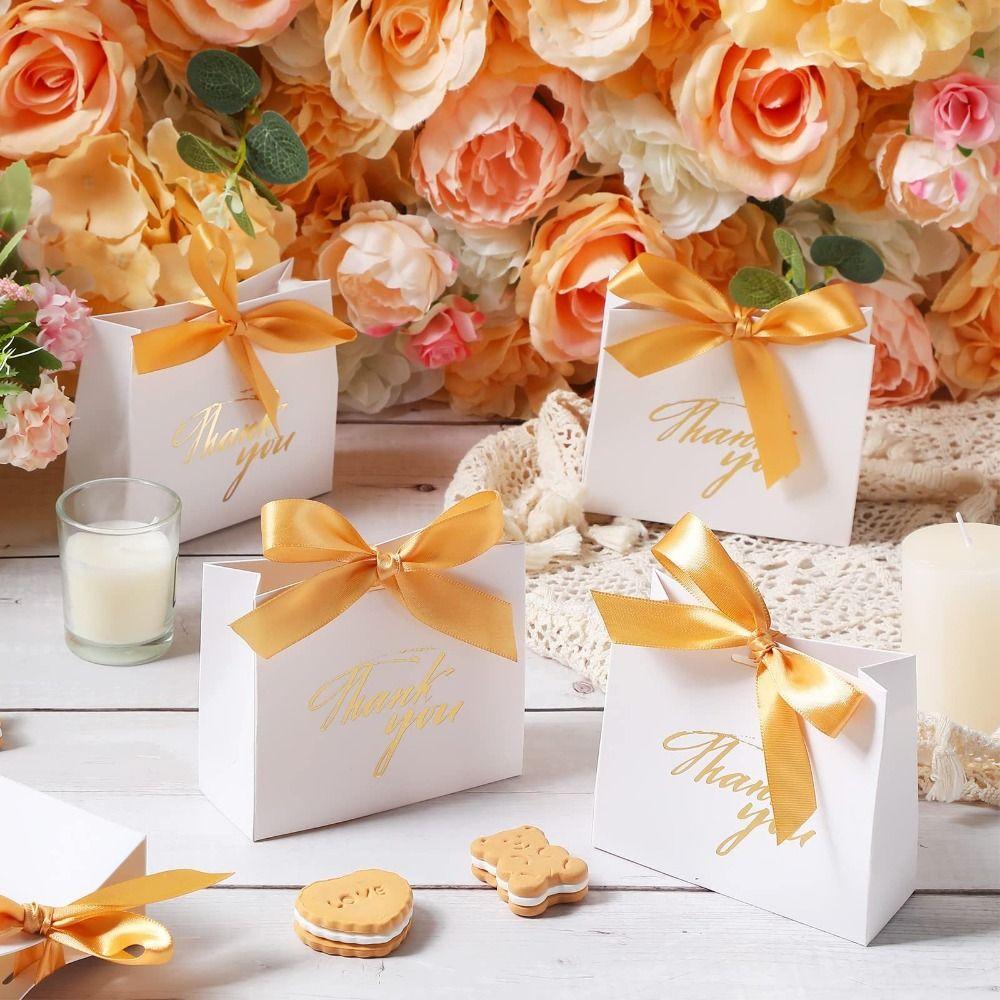 10 Pack Thank You Gift Bags Kraft Paper Material Candy Treat Boxes Mini Gift Bags Christmas Gift