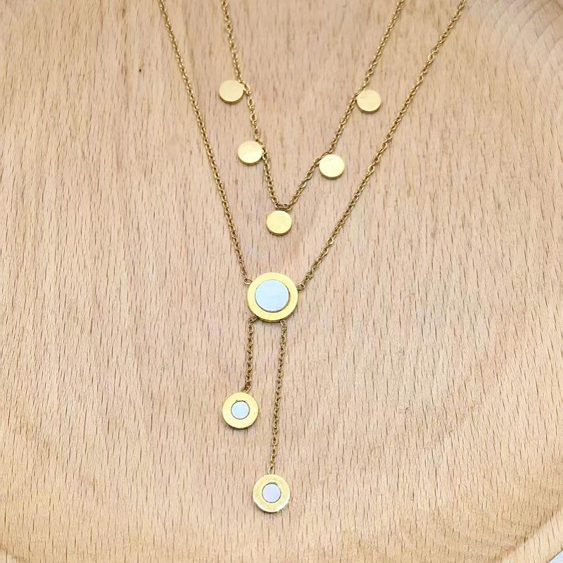 Elegant Women's T-Shaped Titanium Steel Necklace - Light Luxury Style Clavicle Jewelry