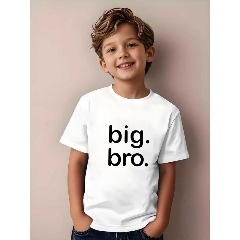 European sizes Summer Clothing for Young Boys, Casual Sports Round-Neck T-Shirt with a Big Brother Letter Design