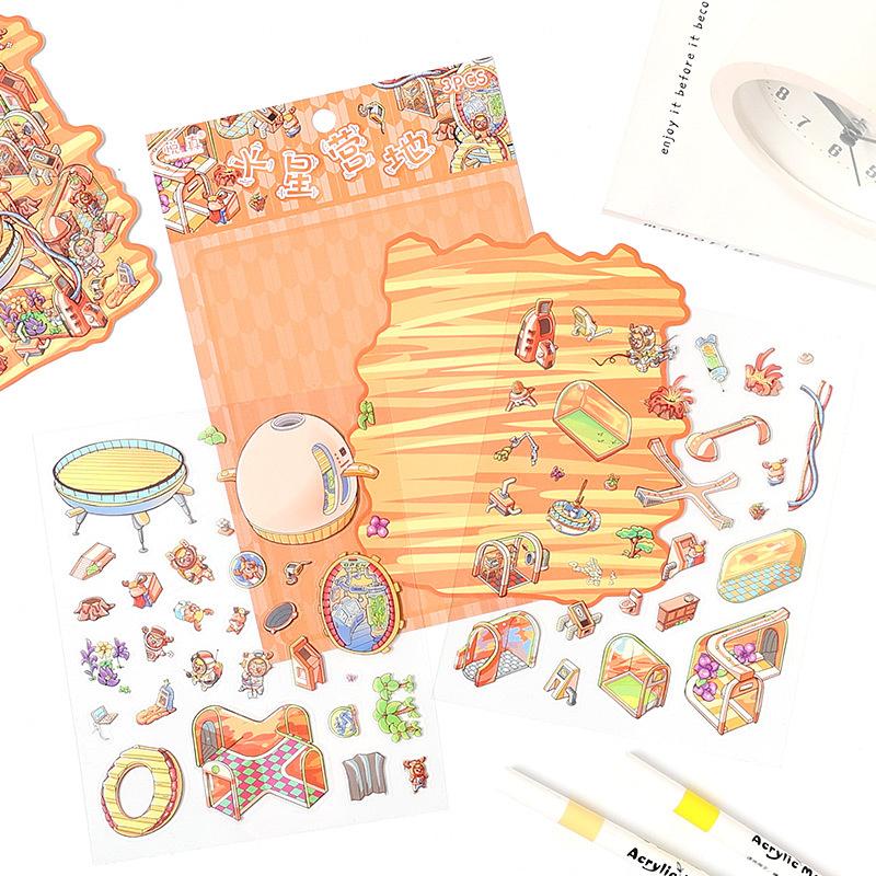 3D Miniaturized scene sticker three-dimensional sticker Adhesive Diy Hand Account Stick Labels Diary Album Scrapbooking material