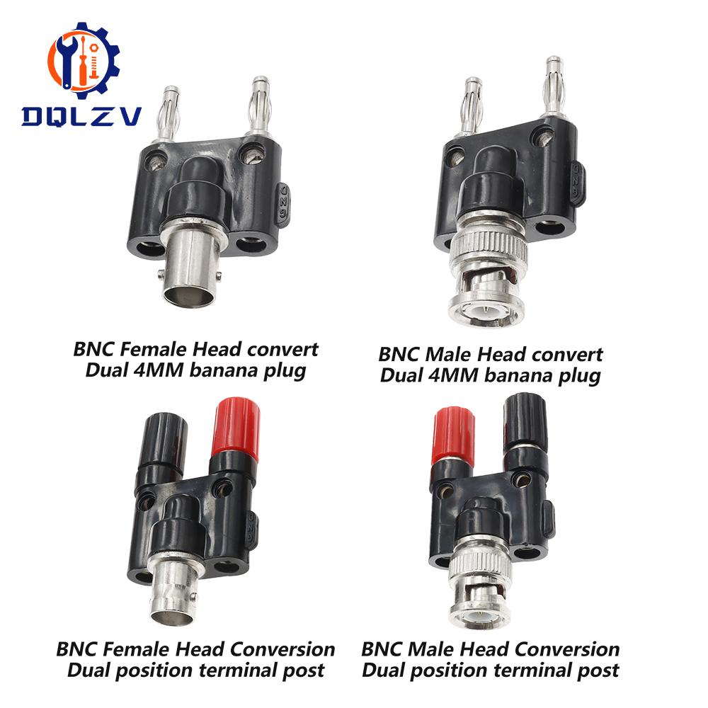 1PCS BNC to Two Dual 4mm Banana Male Female Jack Coaxial connector RF Adapter