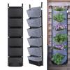 Suport Vertical de Perete cu 6 Buzunare, Grădină Suspendată, Sac de Cultivare pentru Interior Exterior Curte Gard Balcon Ghivece de Flori din Fetru