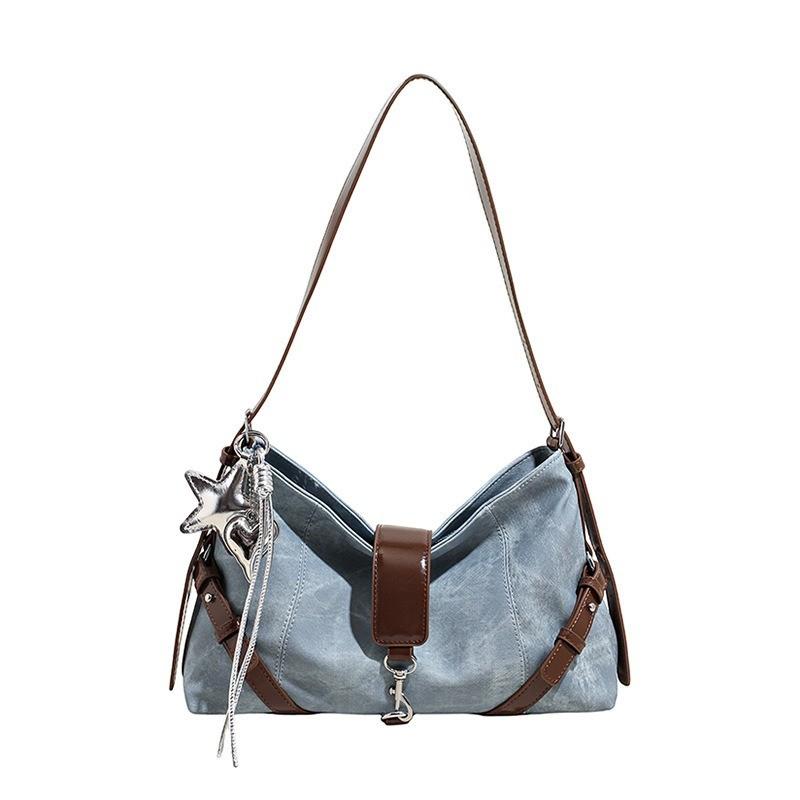 IELGY Fashionable Solid Color One-Shoulder Underarm Bag Large Capacity Commuter Messenger Bag
