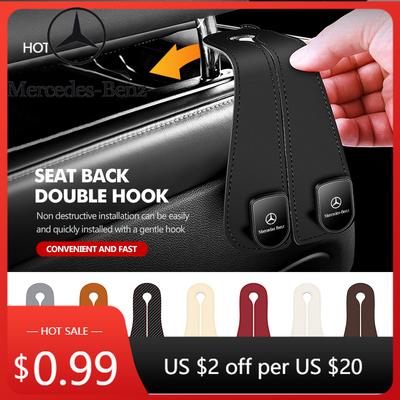 Adesivo de Carro Para Mercedes Benz Gancho de Bolsa para Encosto de Cabeça de Carro Suporte de Bolsa para Encosto de Banco Cabide de Armazenamento Classe AMG A C E S G W201 W210 W108 W204