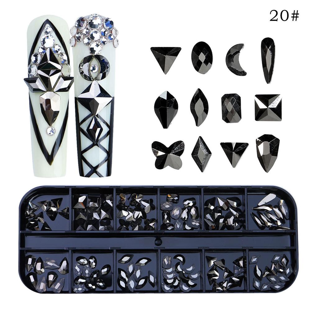 New 12 Grid Nail Drill Irregular Flat Bottomed Rhinestone AB Nail Accessory Nail Decoration