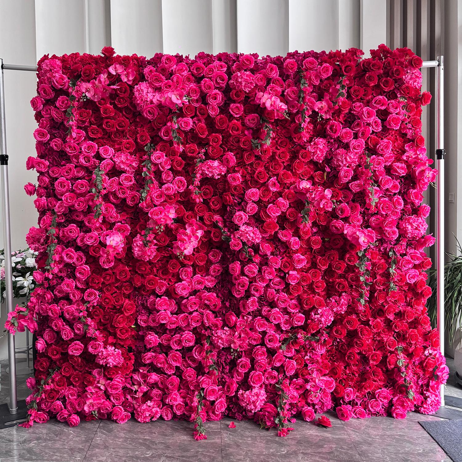 Pink Artificial Flower Wall Backdrop for Wedding and Outdoor Decor