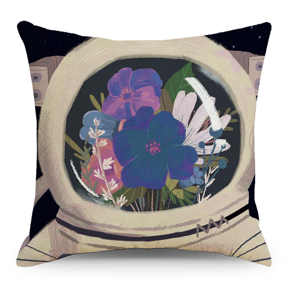 Wish Pillowcase Astronaut Planet Linen Pillow Cushion Cover