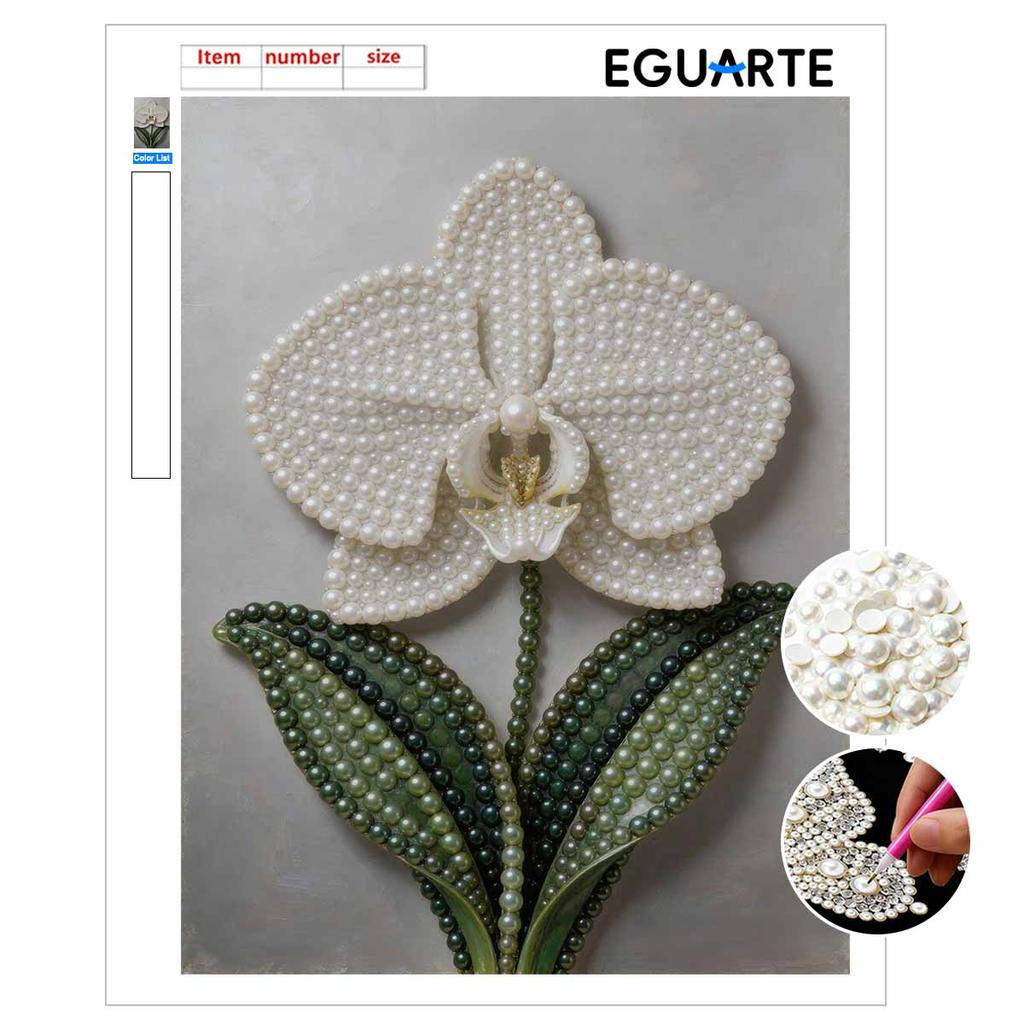 DIY 3D Pearl Diamond Painting Art Set White Orchid Flower Home Decor Art Set Wall Art