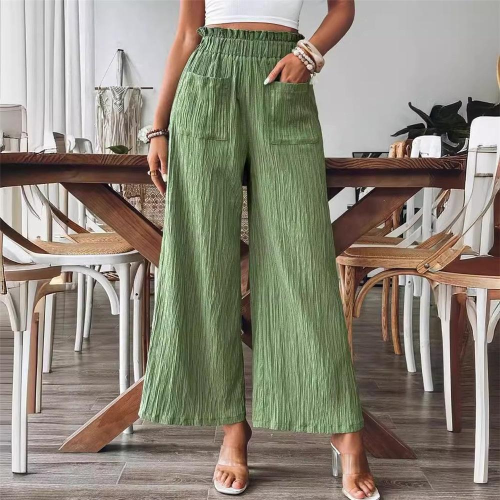 Solid Color Casual Straight Leg Pants