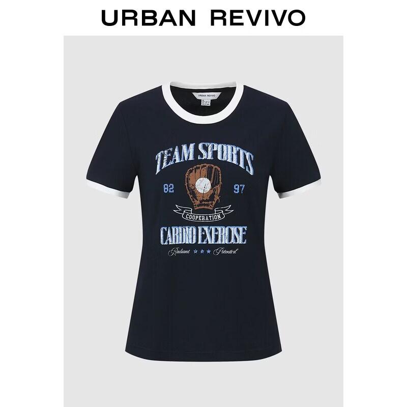 UR Women s Retro Print Contrast Trim T-Shirt XS