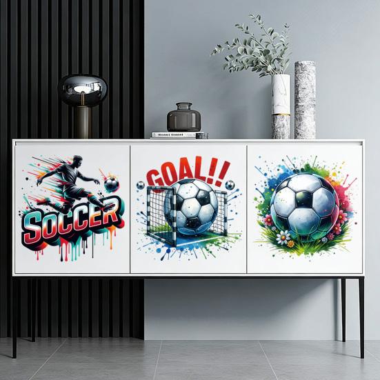 3 st Fönsterklistermärken med Fotboll Återanvändbar Sportboll Mål Spelare Glasdekal för Hem Kontor Butik Skola Dekor