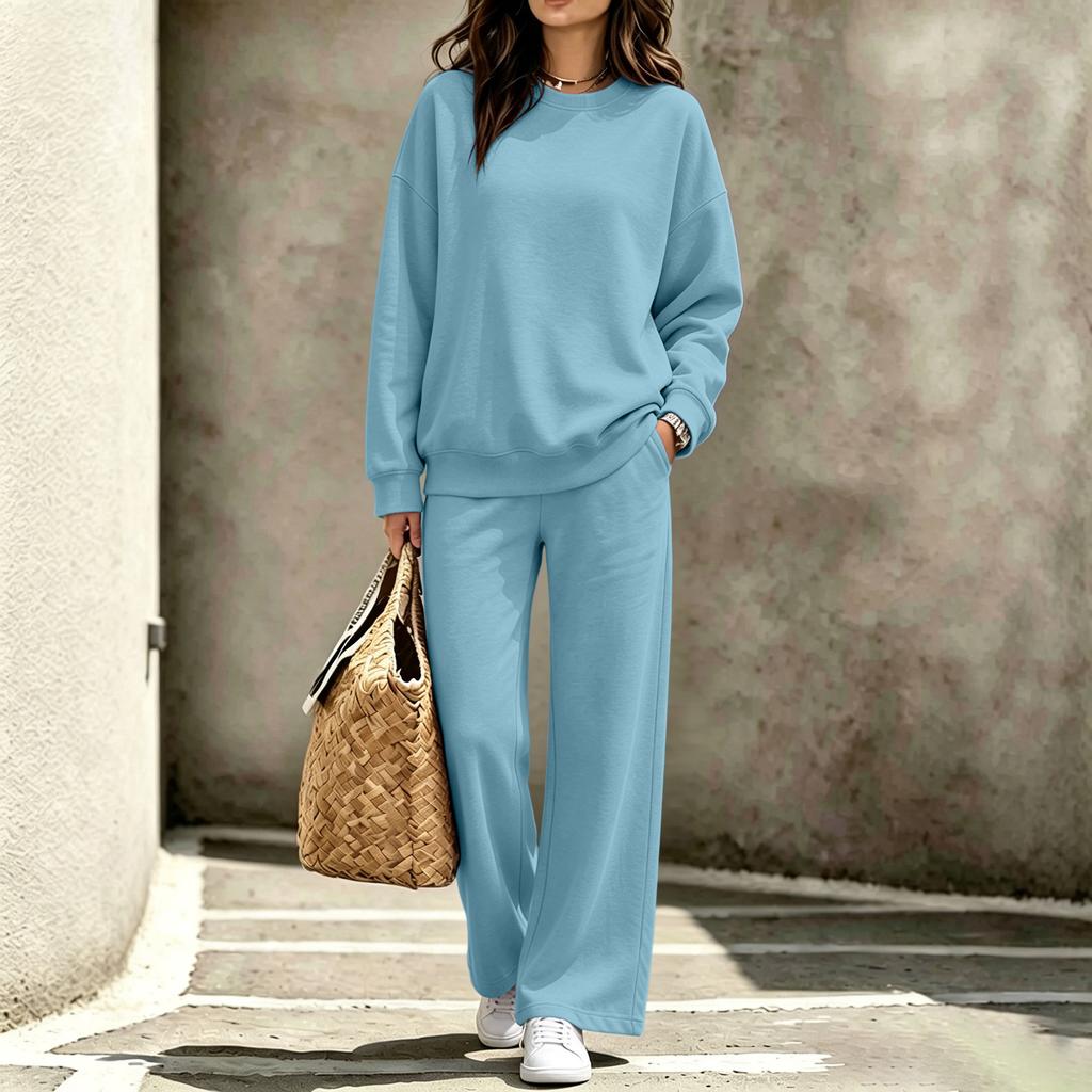 Women's Casual Neck Sweatshirt and Pants Set for Fall Winter Comfortable Outfit