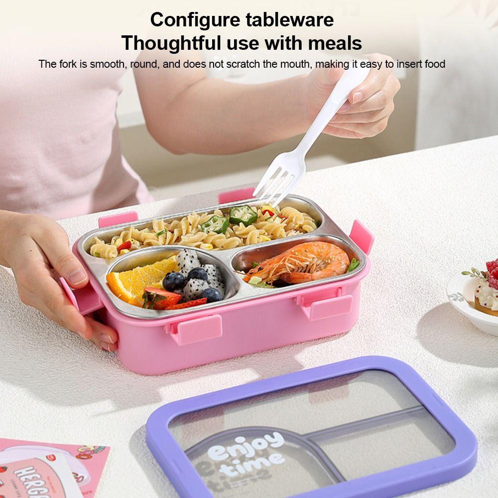 304 Stainless Steel Thermal Lunch Box 3 Compartments Bento Lunch Box School Use