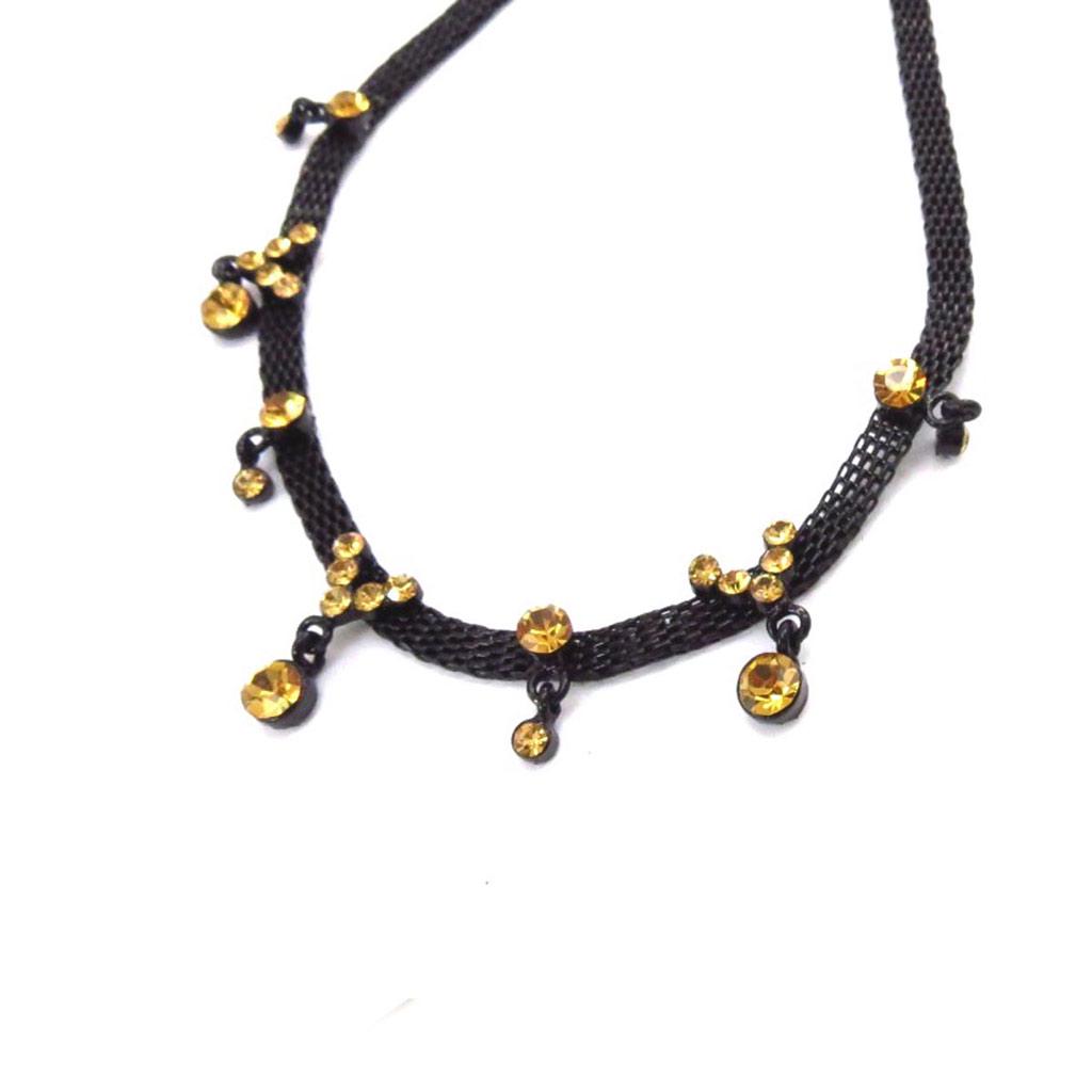 Les Trésors De Lily [J6983] - Designer 'Sissi' Amber Black Choker