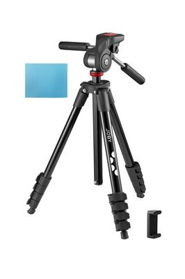 JOBY COMPACT Advanced Stativ 165cm Ausgezogen 3kg Maximale Traglast Smartphone und Reinigungstuch Inklusive 3-Wege-Kopf, Höhe, 1,4kg Gewicht, Kapazität,