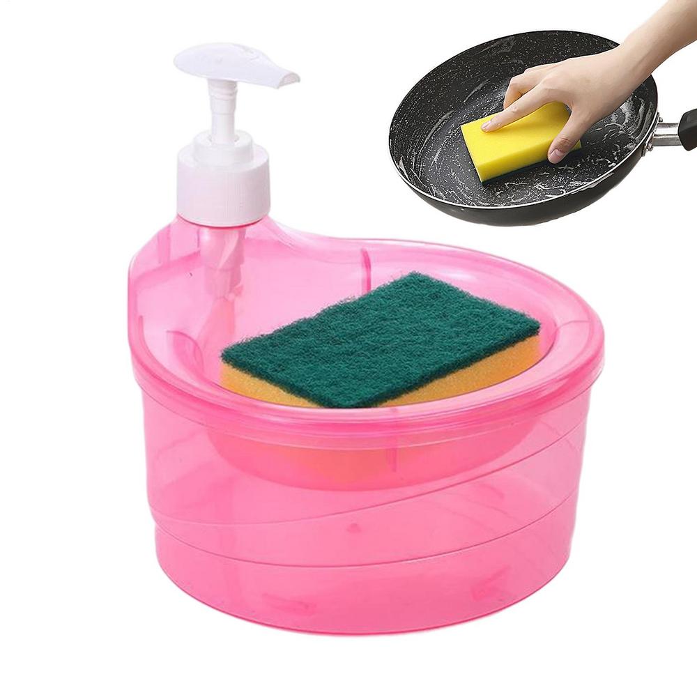 2In1 Soap DispenserCreative Kitchen Dishwashing Liquid Dispenser Kitchen Dish Soap Dispenser Liquid Pump Soap Container W/Sponge
