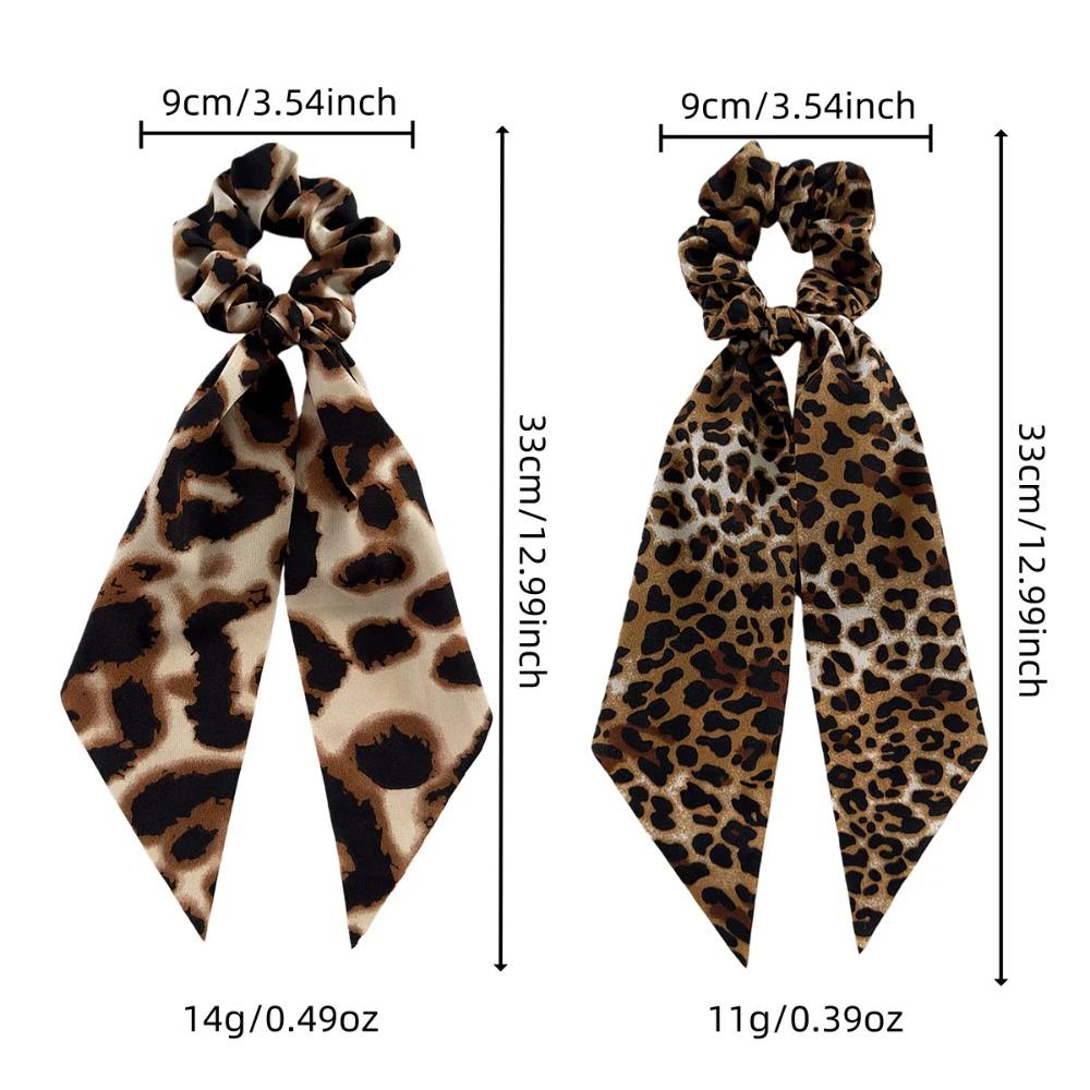 Leopard Print Bow Ribbon Large Scrunchies High Elastic Hair Ties for Women Ponytail Holder Hot Selling Daily