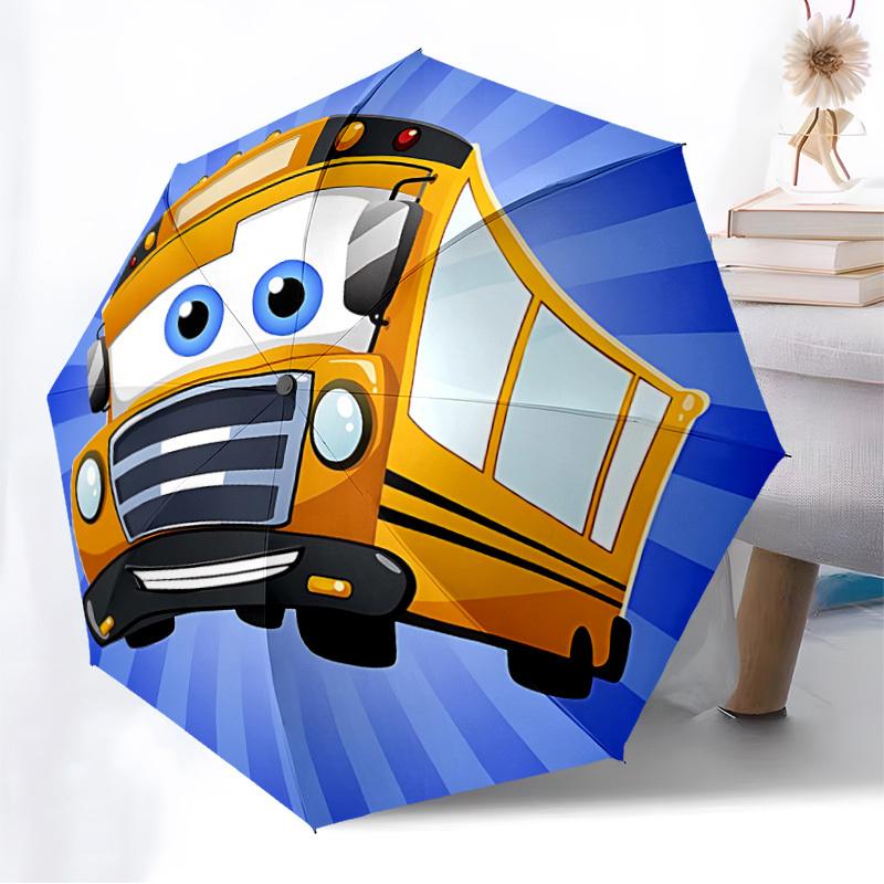 1pc School Bus Automatic Folding Umbrella] Durable Iron Frame & Rod, Portable Folding, Makes a Great Holiday Gift yy251016278