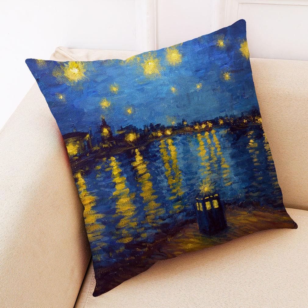 Van Gogh Sternenhimmel Leinen Kissenbezug Hülle Nordische Ölgemälde Kissen Dekorative Heimdekoration Sofakissen