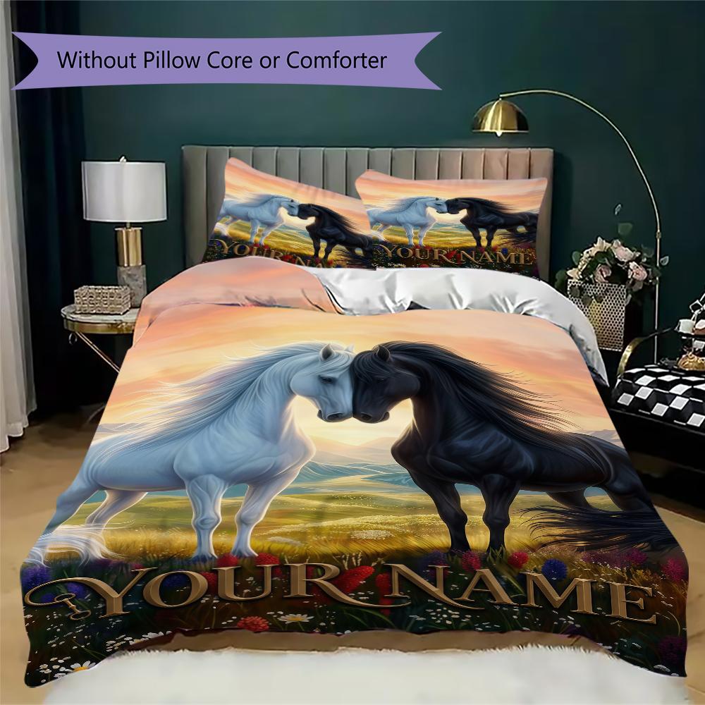Custom Name Wolf Yin Yang Spirit Bedding,Quilt Set Quilt Cover Pillowcase Home Birthday Gift(1 * duvet cover + 2 * pillowcase, without core)_lx