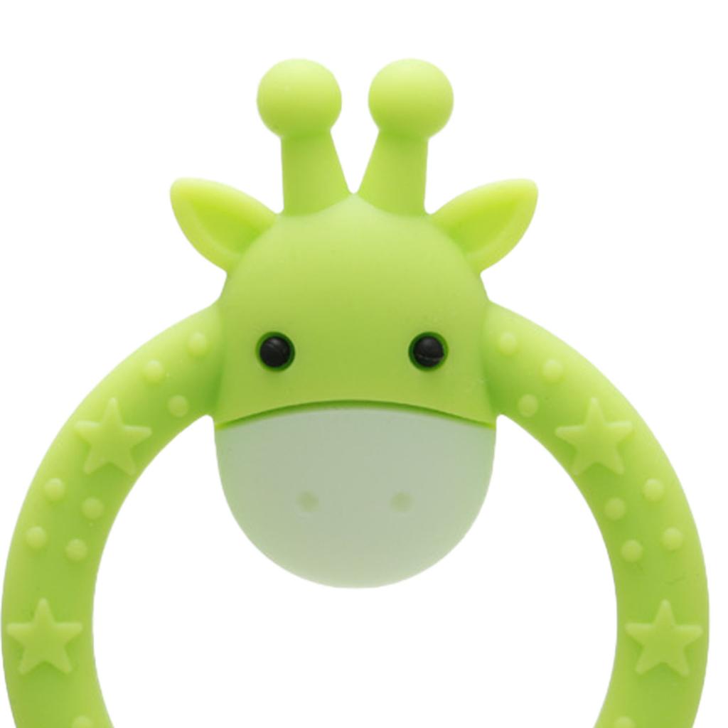 Baby Cartoon Round Giraffe Shaped Teething Relief Toy Soft Silicone Cute Infant Chew Sensory Toy