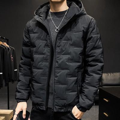 Manteau en coton pour homme Automne et hiver Style coréen Décontracté À capuche Veste pour jeunes Coupe-vent et chaud Manteau en coton épaissi Vêtements polyvalents pour homme