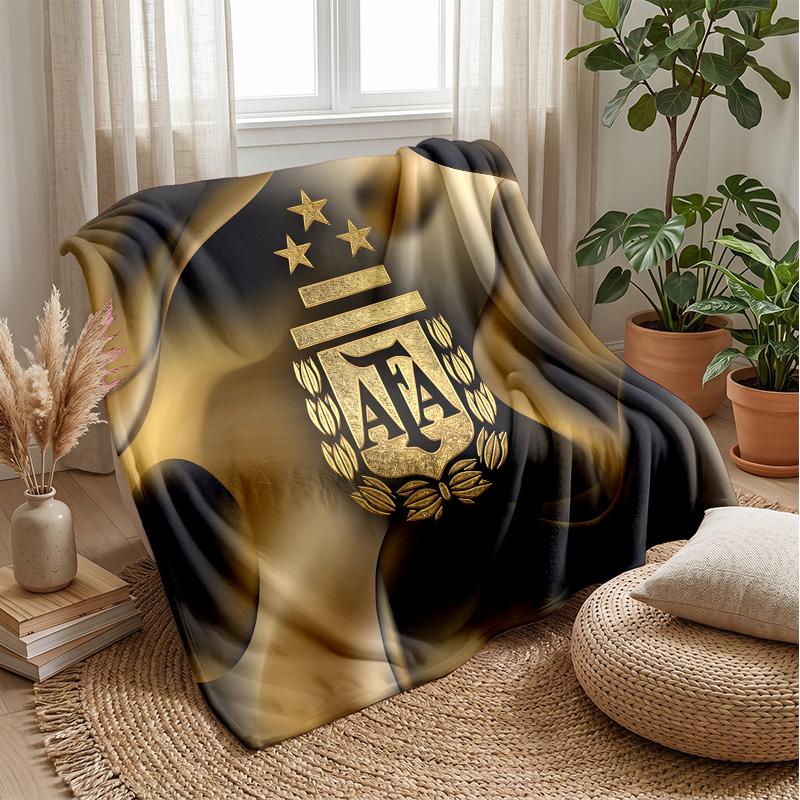 Argentina Football Printed Flannel Blanket Skin Friendly Warm Decorative Throw for Indoor Couch Bed Daily Use