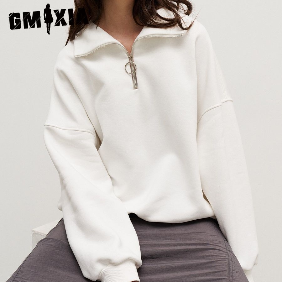 GMXIA Lapel Zipper Sweatshirt Autumn and Winter Street Fashion Loose, Casual and Laid-back Style Zipper Sweatshirt