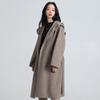 Yiliteng Women's Double-Faced Pure Wool Long Coat with Belt