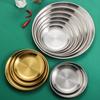 6Pcs Stainless Steel Metal Round Dining Disc Bone Spitting Dish High Quality Shallow Tray Silver BBQ Disc Kitchen Plate