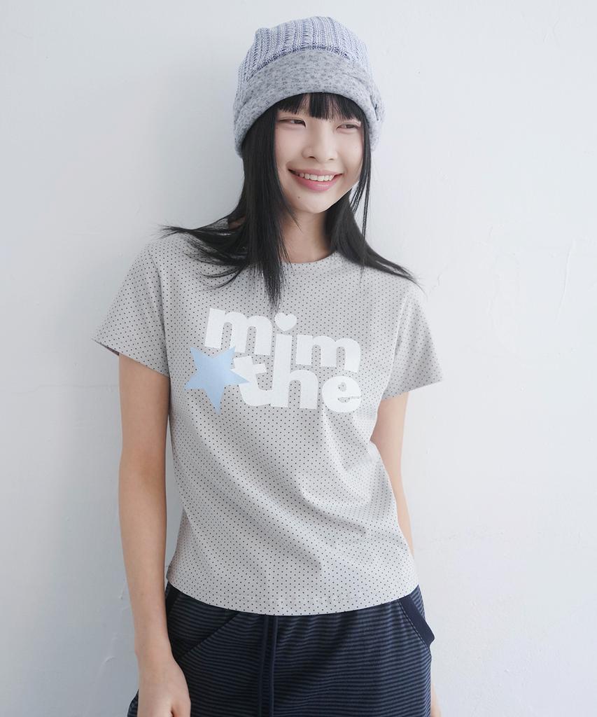 Mimdeowodeulobeu Mimthe Star Dot Crop T-Shirt_Light Gray